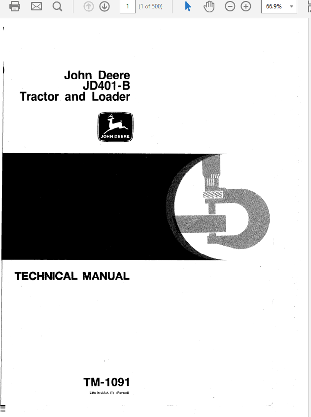 John Deere 401B Tractor and Loader Technical Manual (TM1091) Workshop Guide