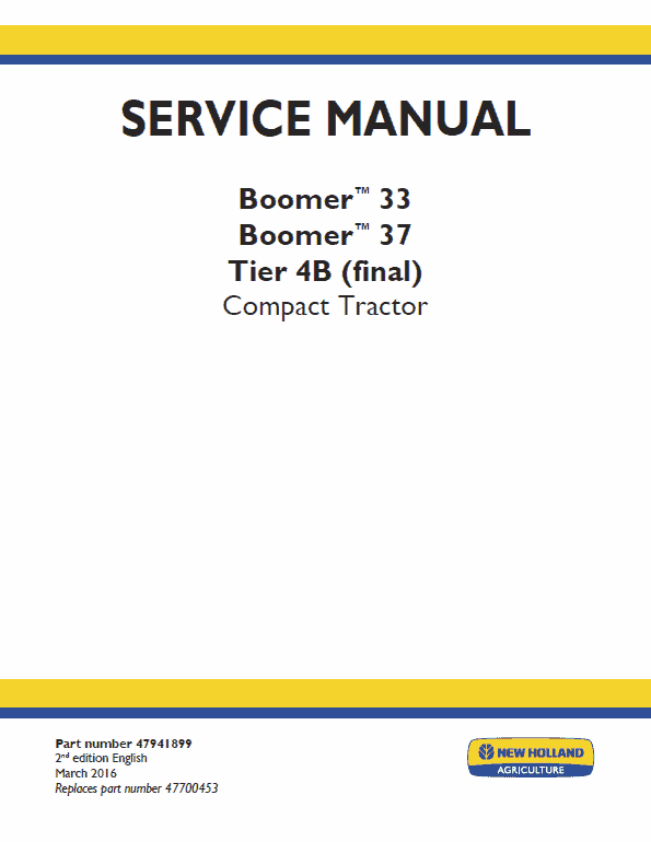 New Holland Boomer 33 and Boomer 37 Tractor  Service Manual Workshop Guide