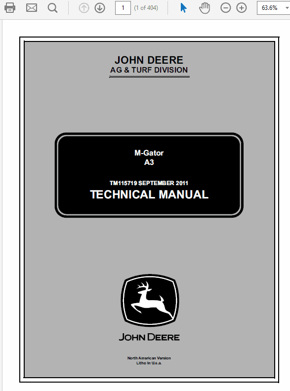 John Deere A3 M-Gator Repair Technical Manual (TM115719) Workshop Guide