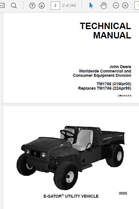 John Deere E-Gator Repair Technical Manual (TM1766) Workshop Guide