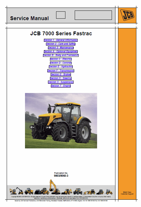 JCB 7000 Series Fastrac Service Manual Workshop Guide