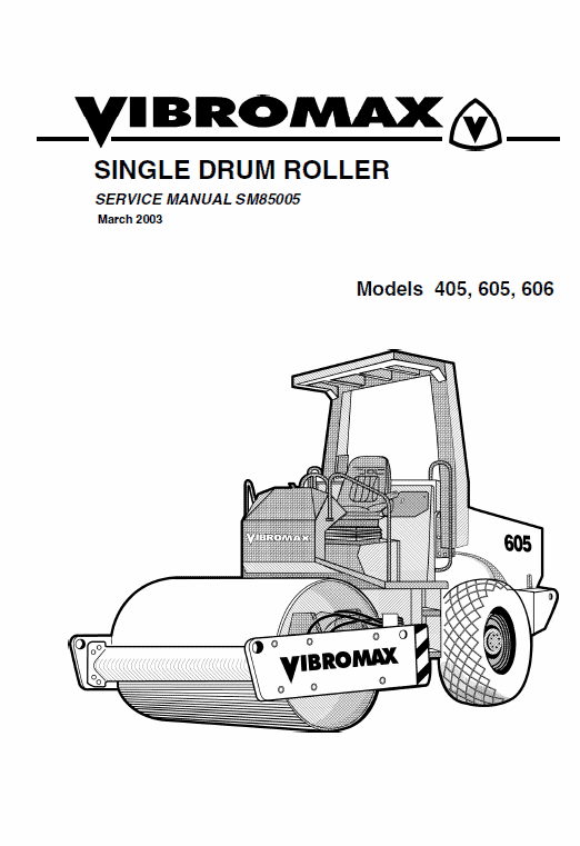 JCB Vibromax 405, 605, 606 Single Drum Roller Service Manual Workshop Guide
