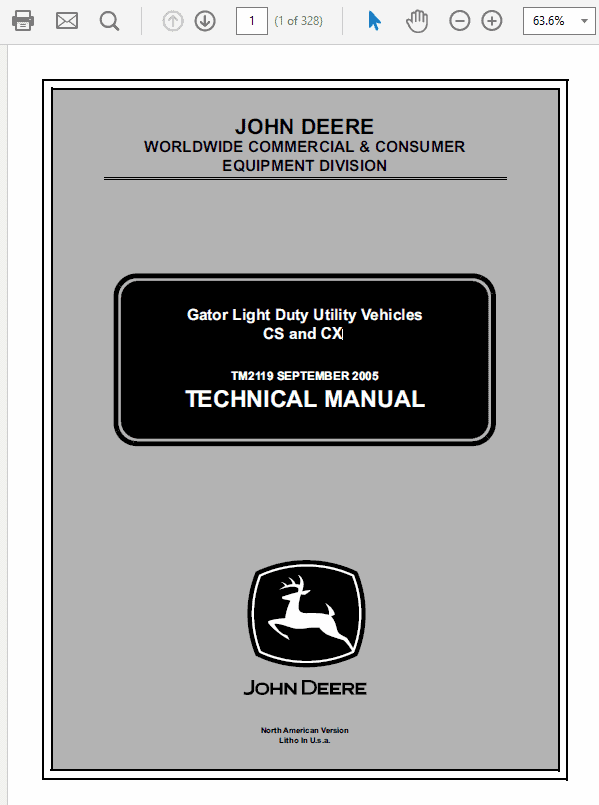 John Deere CS and CX Gator Utility Vehicles Technical Manual (TM2119) Workshop Guide