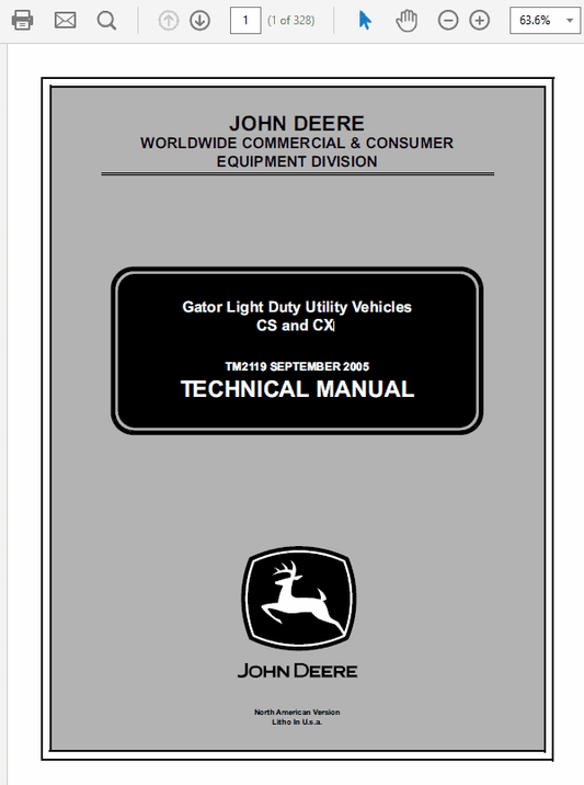 John Deere CS and CX Gator Utility Vehicles Technical Manual (TM2119) Workshop Guide