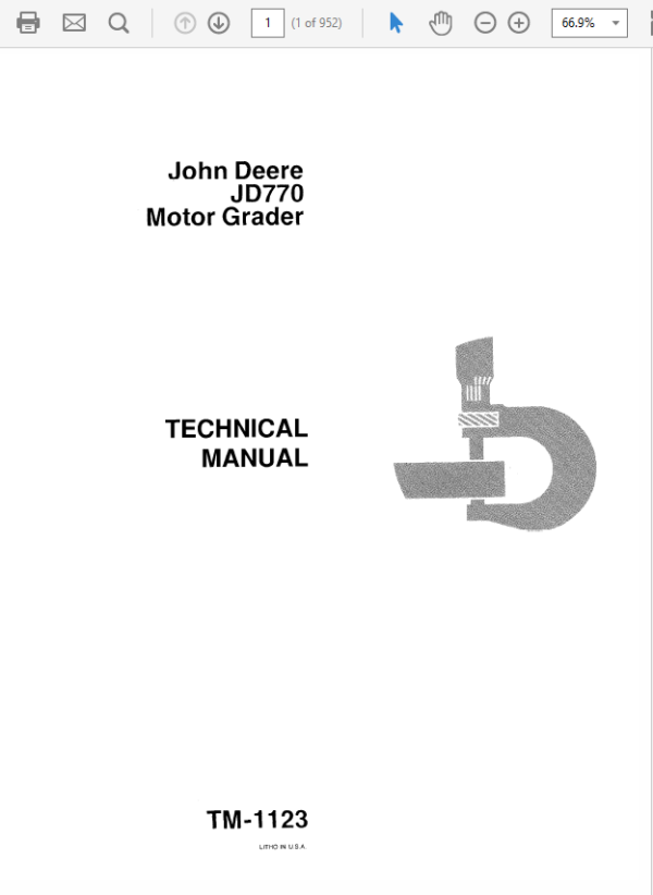 John Deere 770 Motor Grader Repair Technical Manual (TM1123) Workshop Guide