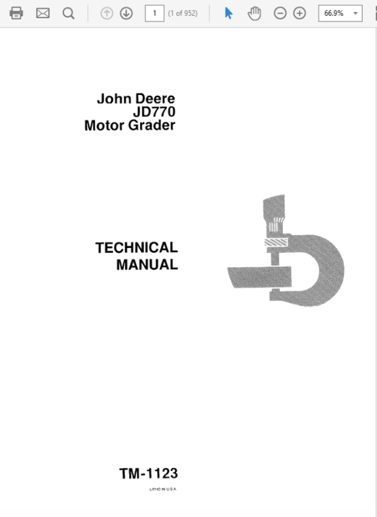 John Deere 770 Motor Grader Repair Technical Manual (TM1123) Workshop Guide
