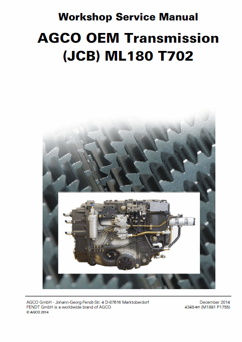 JCB AGCO OEM Transmission ML180 T702 Manual Workshop Guide