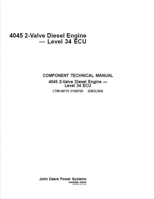 John Deere 4045 2-Valve Diesel Engine Level 34 ECU Component Technical Manual (CTM148719) Workshop Guide