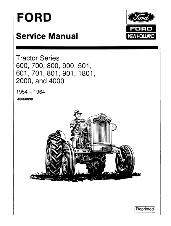 Ford 900, 901, 1801, 2000, 4000 Tractor Service Manual Workshop Guide