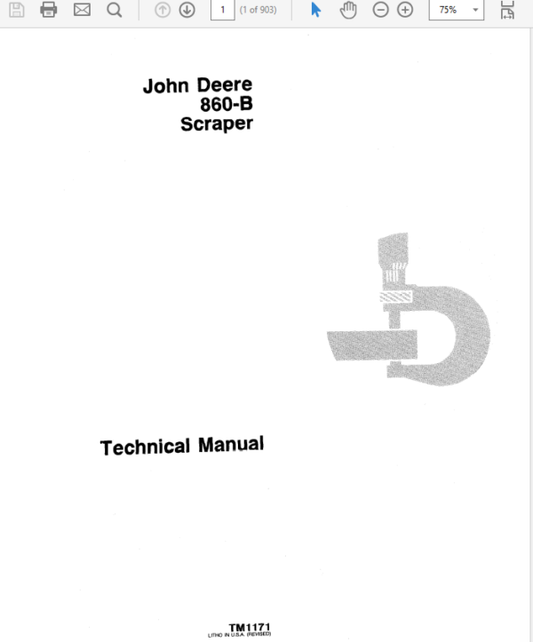 John Deere 860B Scraper Repair Technical Manual (TM1171) Workshop Guide