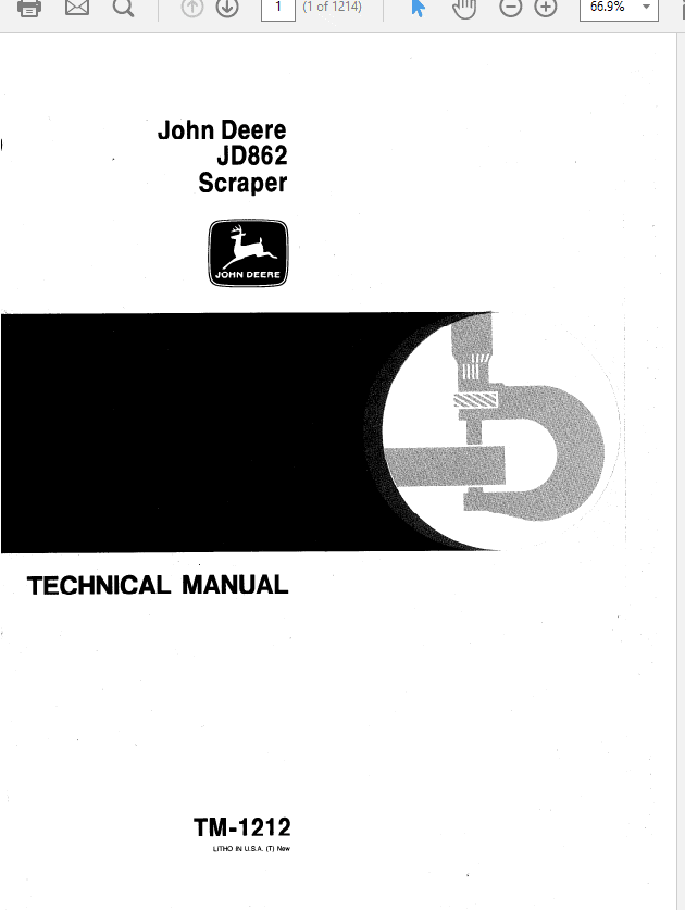 John Deere 862 Scraper Repair Technical Manual (TM1212) Workshop Guide