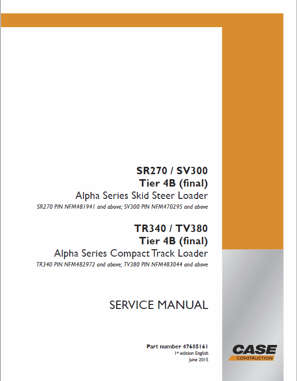Case TR340 Track Loader Service Manual Workshop Guide