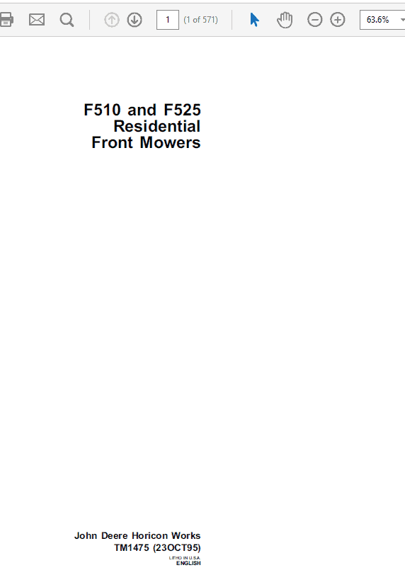 John Deere F510, F525 Front Mowers Technical Manual (TM1475) Workshop Guide