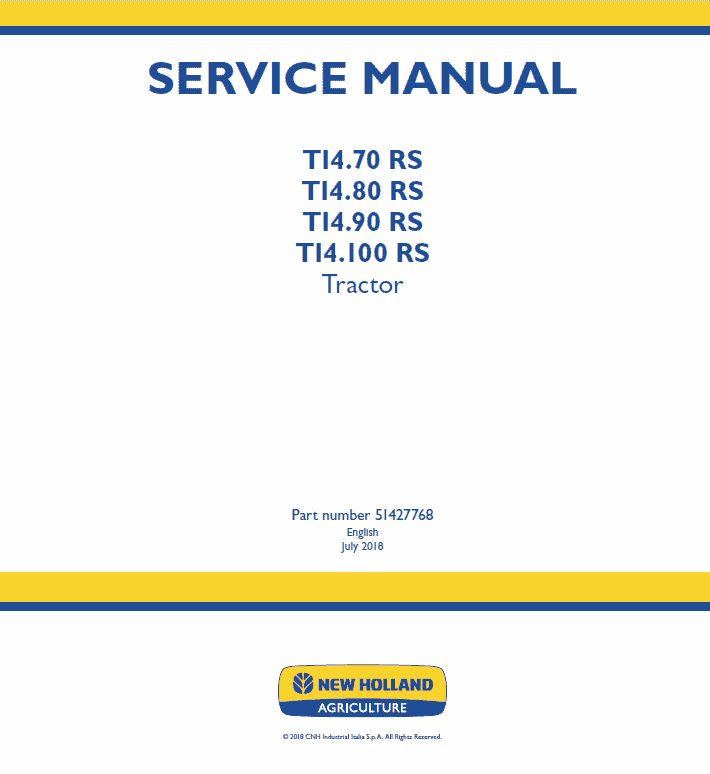New Holland T14.70 RS, T14.80 RS Tractor Service Manual Workshop Guide