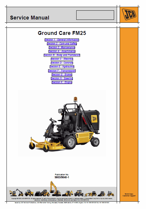 JCB FM25 Mower Service Manual Workshop Guide