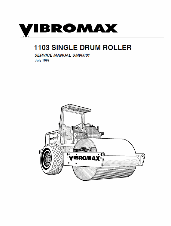 JCB Vibromax 1103 Single Drum Roller Service Manual Workshop Guide