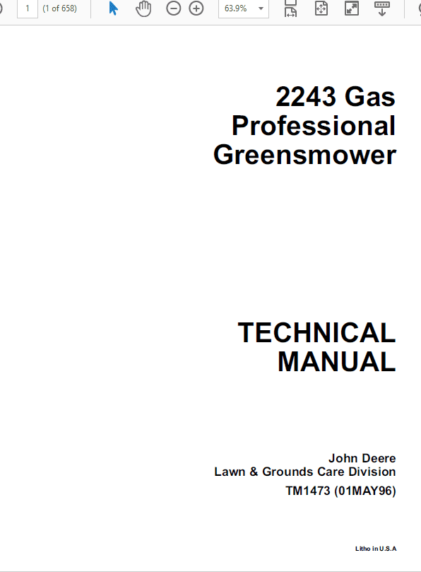 John Deere 2243 Mower Repair Technical Manual (TM1473) Workshop Guide