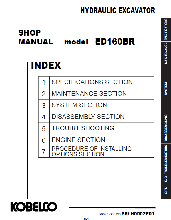 Kobelco ED160BR Hydraulic Excavator Repair Service Manual Workshop Guide