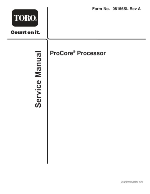 Toro Pro Core Processor Service Repair Manual Workshop Guide