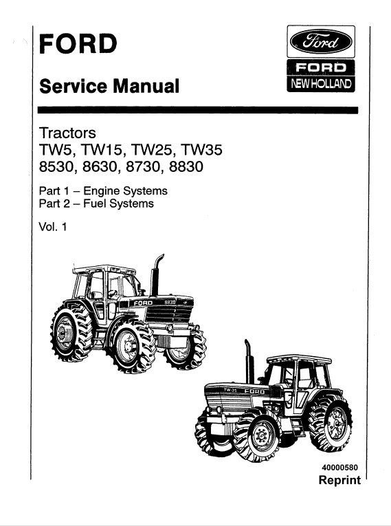 Ford 8530, 8630, 8730, 8830 Tractor Service Manual Workshop Guide