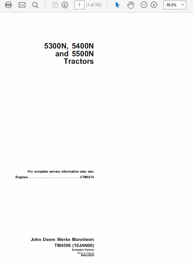 John Deere 5300N, 5400N, 5500N Tractors Repair Technical Manual Workshop Guide