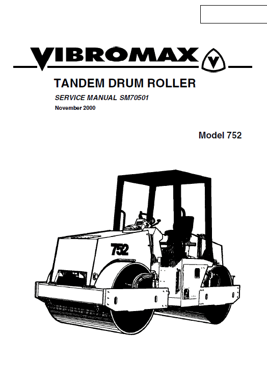 JCB Vibromax 752 Tandum Drum Roller Service Manual Workshop Guide