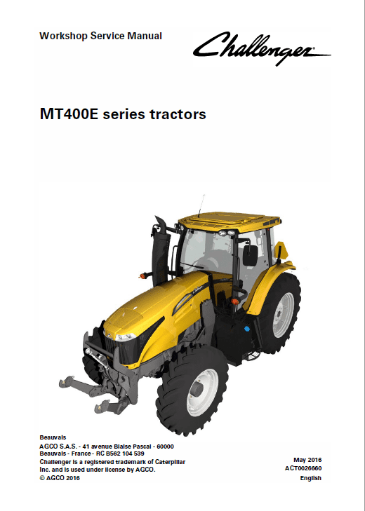 Challenger MT455E, MT465E, MT475E Tractor Service Manual Workshop Guide
