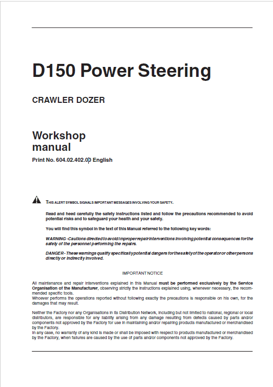 New Holland D150 Crawler Dozer Repair Service Manual Workshop Guide