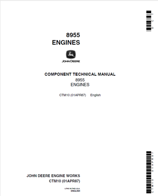John Deere 8955 Engines Service Repair Manual (CTM10) Workshop Guide