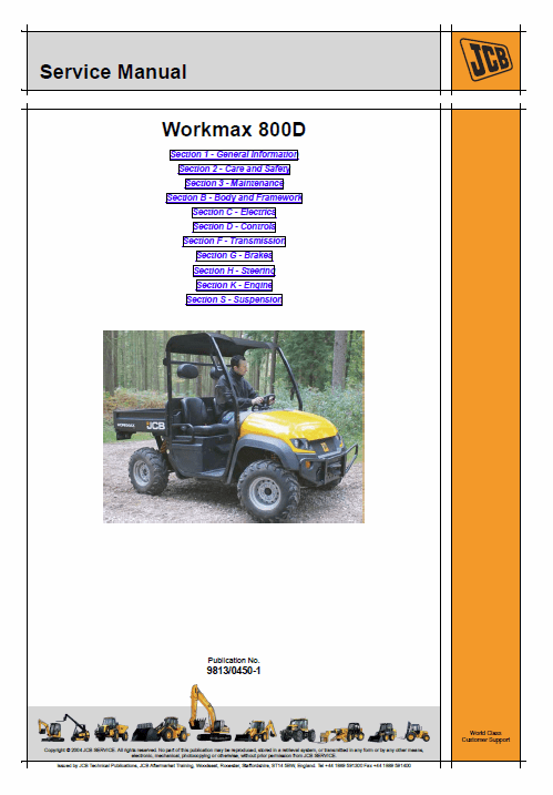 JCB 800D Workmax Utility Vehicle Service Manual Workshop Guide