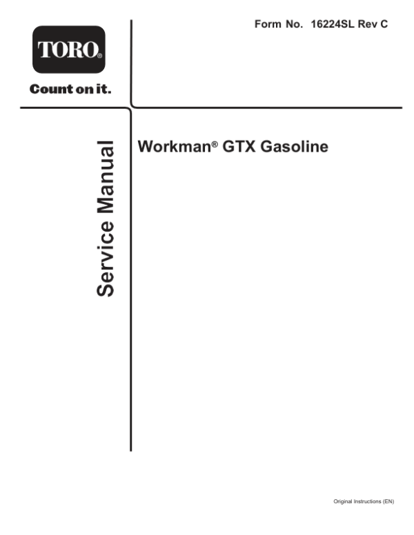 Toro Workman GTX Gasoline Service Repair Manual Workshop Guide