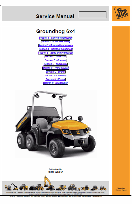 JCB Groundhog 6×4 Utility Vehicle Service Manual Workshop Guide
