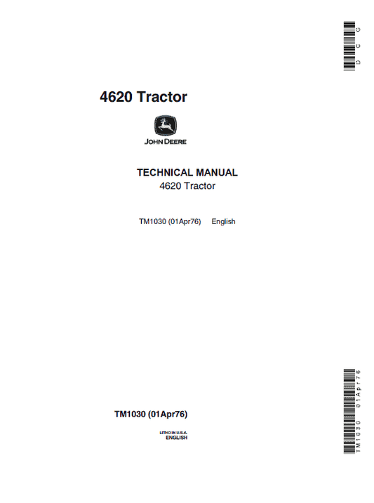 John Deere 4620 Tractor Repair Technical Manual Workshop Guide