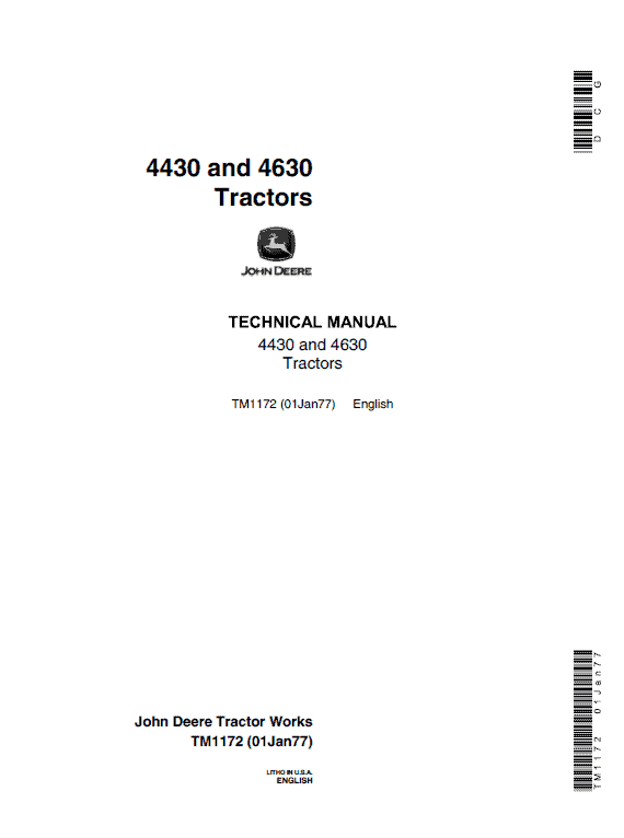 John Deere 4430, 4630 Tractors Repair Technical Manual Workshop Guide