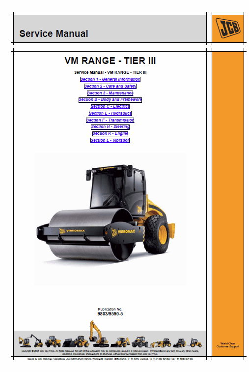 JCB Vibromax VM46D, VM75D, VM115D, VM132D, VM146D, VM166D, VM200D Tier 3 Manual Workshop Guide