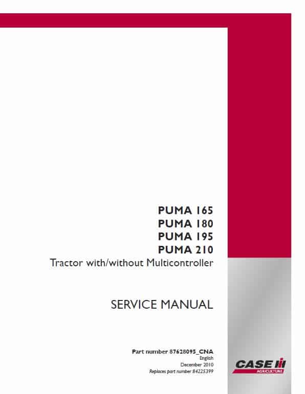 Case Puma 165, 180, 195, 210 Tractor Service Manual Workshop Guide