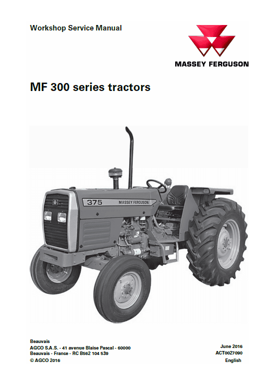 Massey Ferguson 345, 350, 355, 360, 375, 385 Tractor Service Manual Workshop Guide