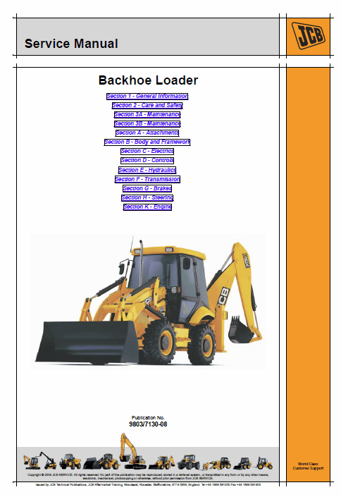 JCB 2CX, 2CXU, 210S, 210SU Backhoe Service Manual Workshop Guide