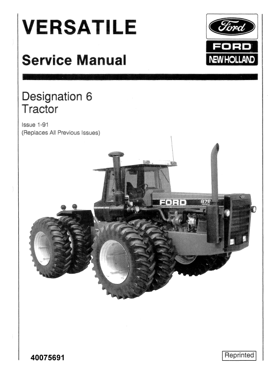 Ford Versatile 936, 956, 976 Tractor Service Manual Workshop Guide