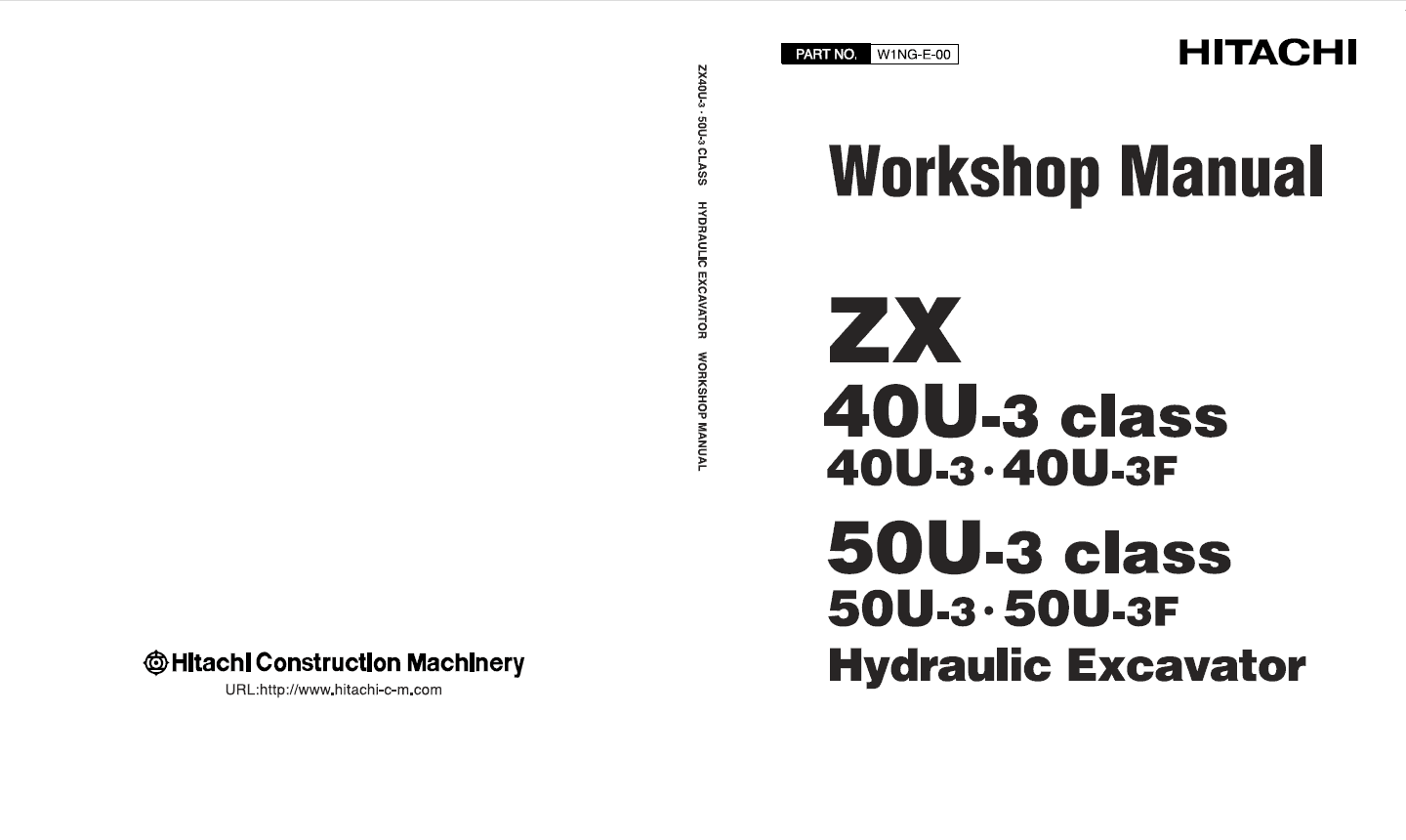 Hitachi ZX40U-3, ZX50U-3 Mini Excavator Service Repair Manual Workshop Guide