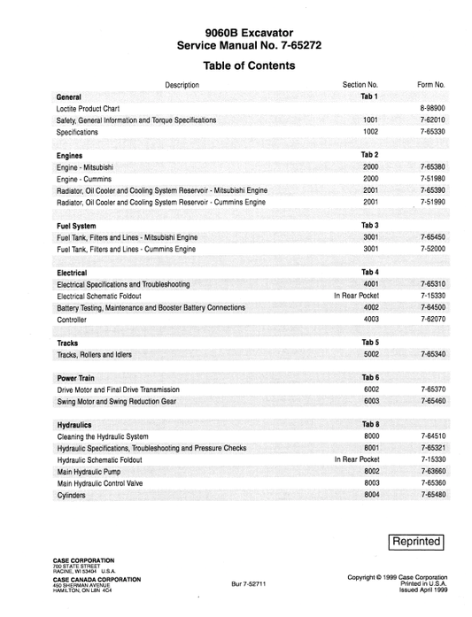 Case 9060B Excavator Service Manual Workshop Guide