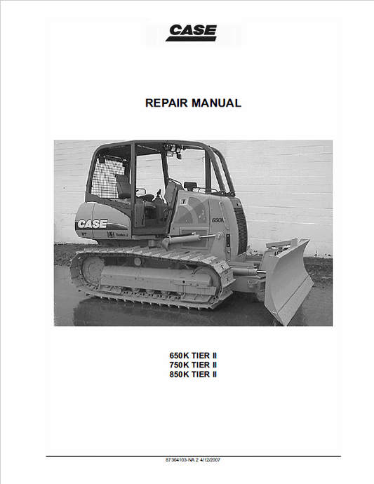Case 650K, 750K, 850K Crawler Dozer Service Manual Workshop Guide