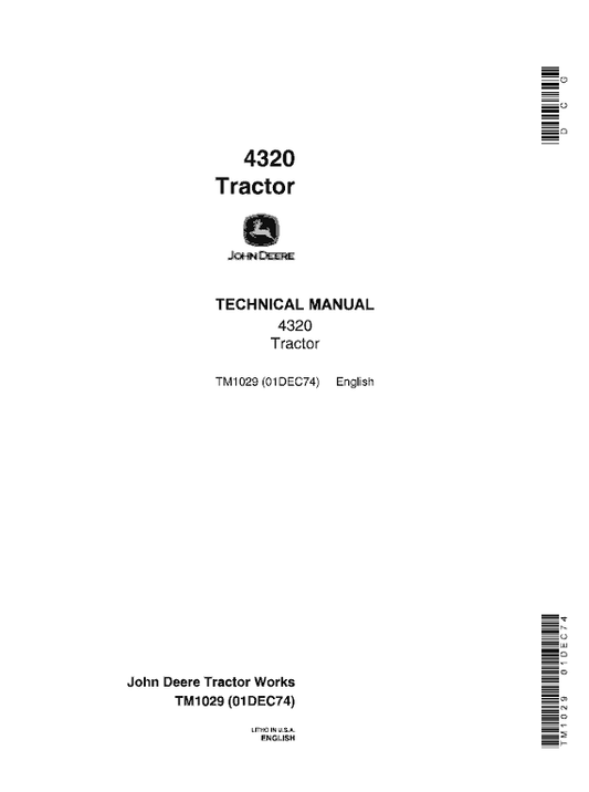 John Deere 4320 Tractor Repair Technical Manual Workshop Guide