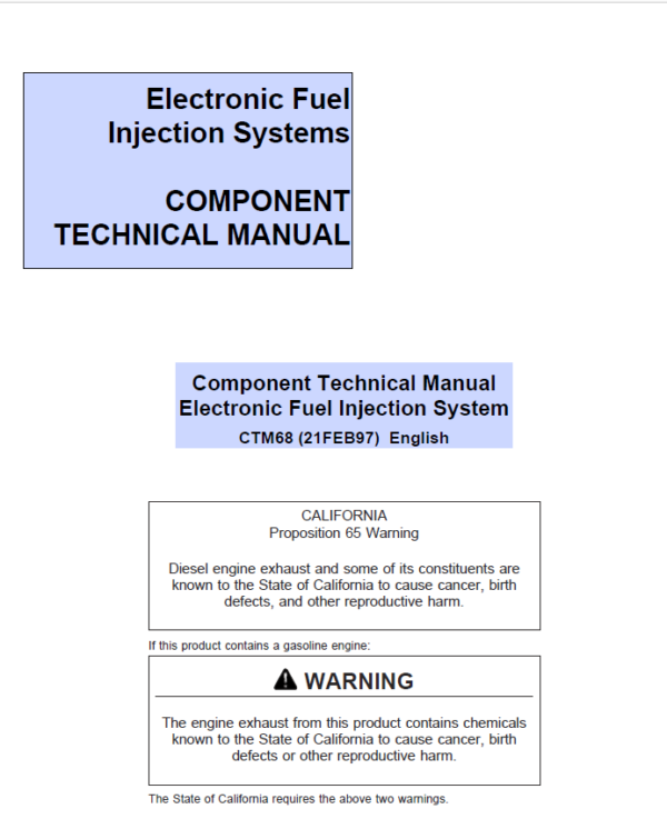 John Deere Electronic Fuel Injection Systems Repair Technical Manual (CTM68) Workshop Guide
