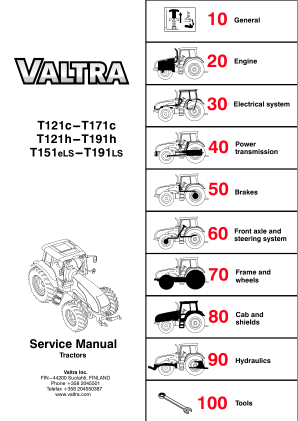Valtra T151ELS, T161LS, T171LS, T191LS Tractors Service Repair Manual Workshop Guide