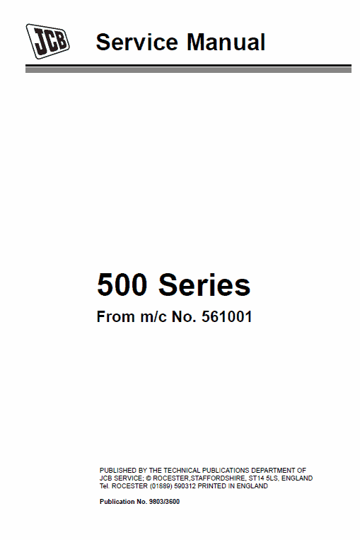 JCB Telescopic Handlers Loadall 500 Series Service Manual Workshop Guide