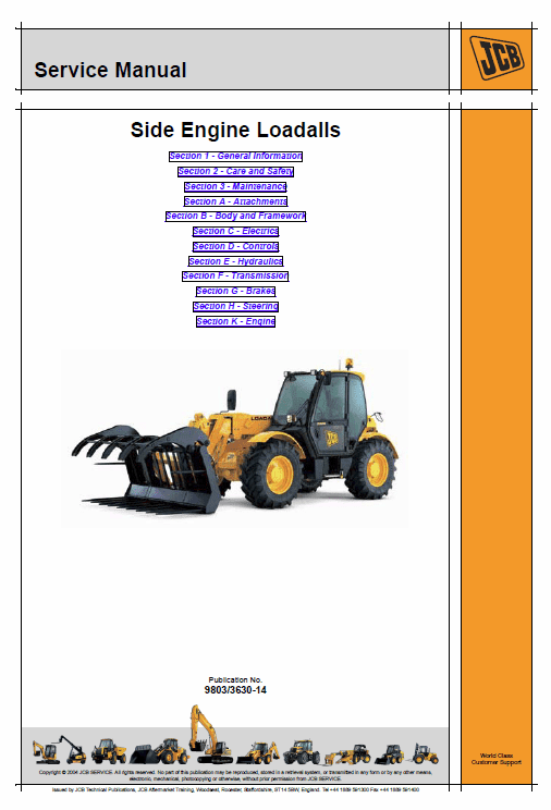 JCB Telescopic Handlers Loadalls 530-70 – 540-170 Series Service Manual Workshop Guide
