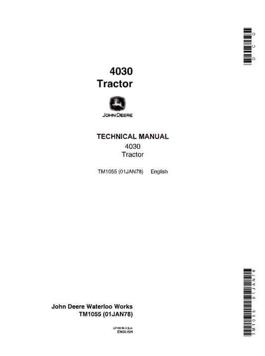 John Deere 4030 Tractor Repair Technical Manual Workshop Guide