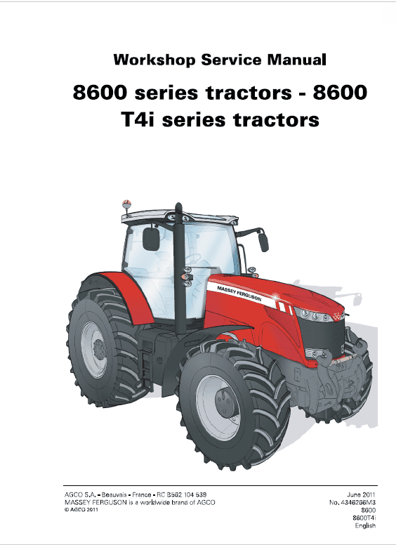 Massey Ferguson 8650, 8660, 8670, 8680, 8690 Tier 4i Tractor Service Manual Workshop Guide