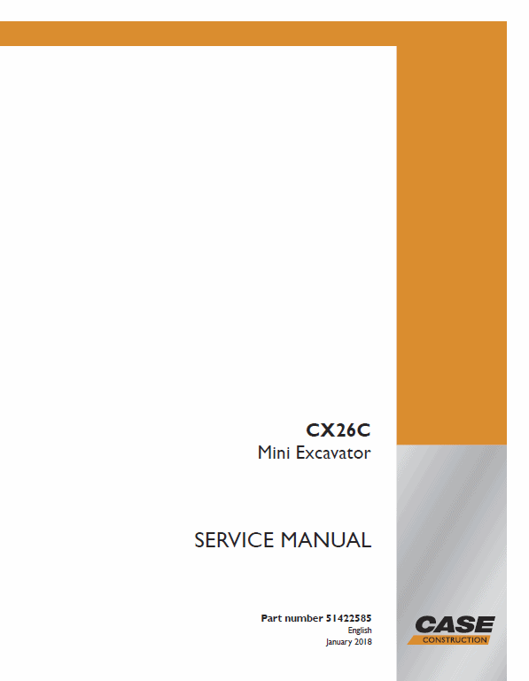 Case CX26C Mini Excavator Service Manual Workshop Guide